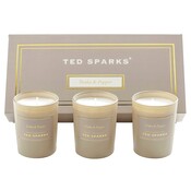 Ted Sparks Coffret cadeau mini bougies Tonka & Poivre, 3 x bougies parfumées toutes les 20 heures