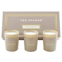 Ted Sparks Mini Candle Gift Set Tonka & Pepper, 3 x Scented candle each 20 hours