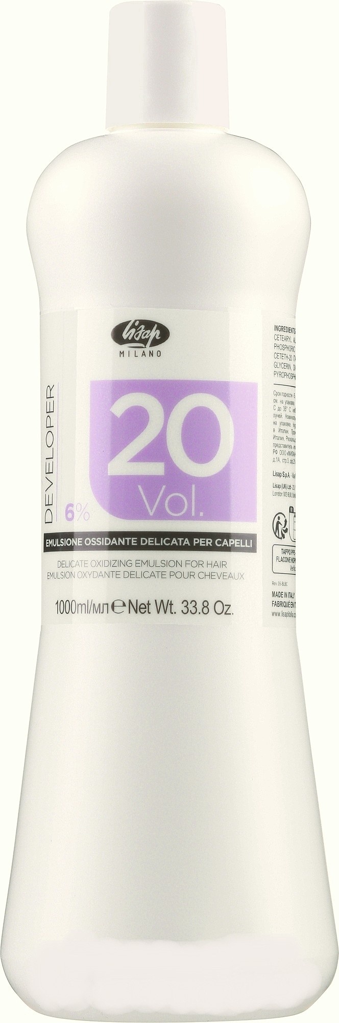 lisap DEVELOPER 20 VOL. - 6% Crèmige Waterstof, 1000 ml