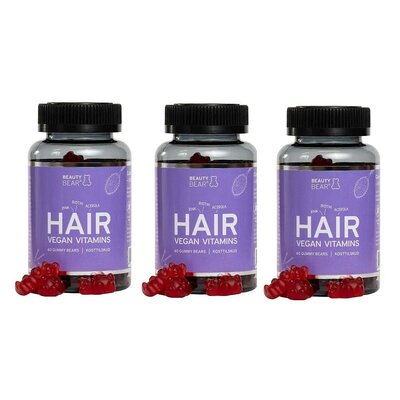 Beauty Bear Vitamine per capelli, 3 x 60 pezzi CONFEZIONE RISPARMIO!