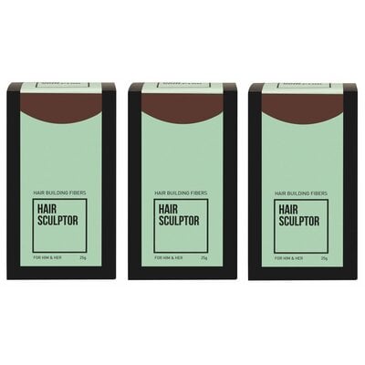 Hair Sculptor Fibras capilares de color marrón medio, ¡PAQUETE ECONÓMICO de 3 piezas de 25 gramos!