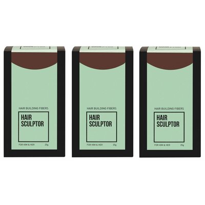 Hair Sculptor Hair Building Medium Brown Fibers, 3 pieces 25 grams VALUE PACK!