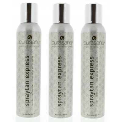 Curasano Curasano Spraytan Express Selbstbräunungsspray 3 x 200 ml Vorteilspackung – Professionelle, gleichmäßige Bräune ohne Sonne