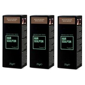Hair Sculptor Fibres capillaires châtain moyen, paquet avantageux de 3 pièces de 25 grammes !