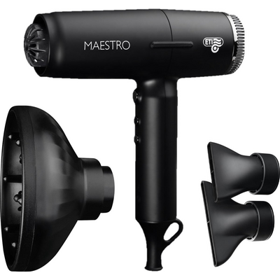 ETI Asciugacapelli professionale Maestro EC3000 da 2000W, colore nero.