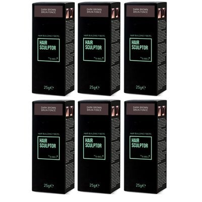 Hair Sculptor Fibres capillaires brun foncé pour la construction des cheveux, lot de 6 x 25 grammes !