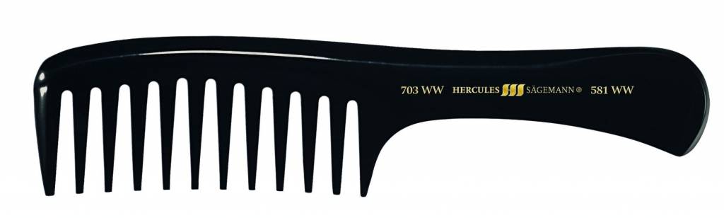 Hercules 703Ww-581Ww Handvatkam Antistatisch en gepolijst. Voor krul en kroes. Handgemaakt Professioneel