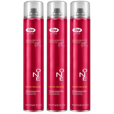 Lisap Lisynet One Lacca per Capelli Tenuta Forte 3x500ml CONFEZIONE CONVENIENZA!