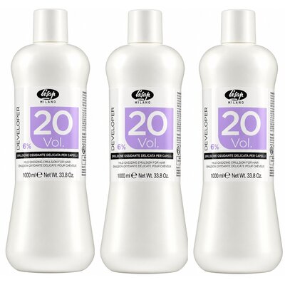 Lisap DÉVELOPPEUR 20 VOL. - 6% Hydrogène crémeux, PACK ÉCONOMIQUE 3x1000 ml !