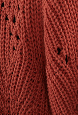 DEDICATED Cardigan Idre Pointnelle Knit Terracotta Red