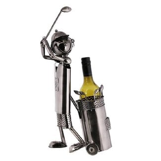 Metalen wijnfleshouder Golfer