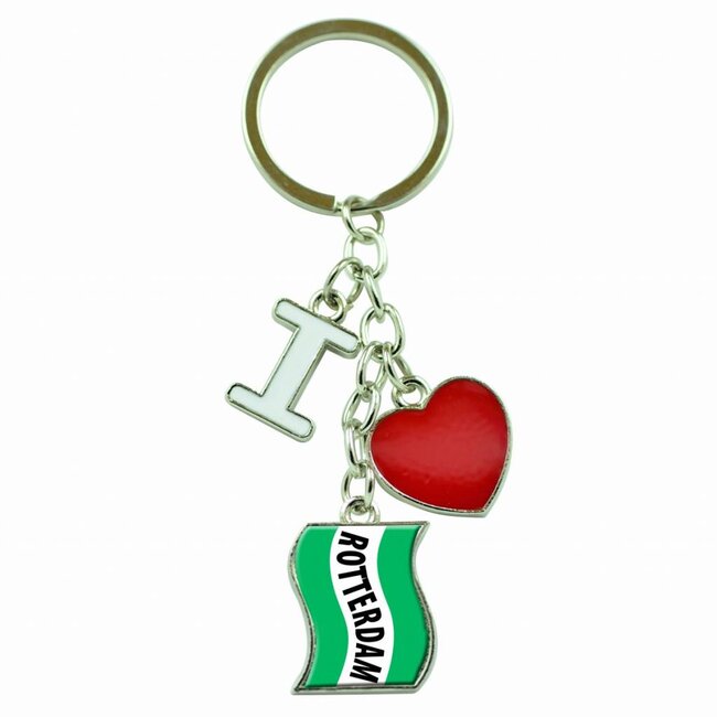 Sleutelhanger met drie bedels I love Rotterdam