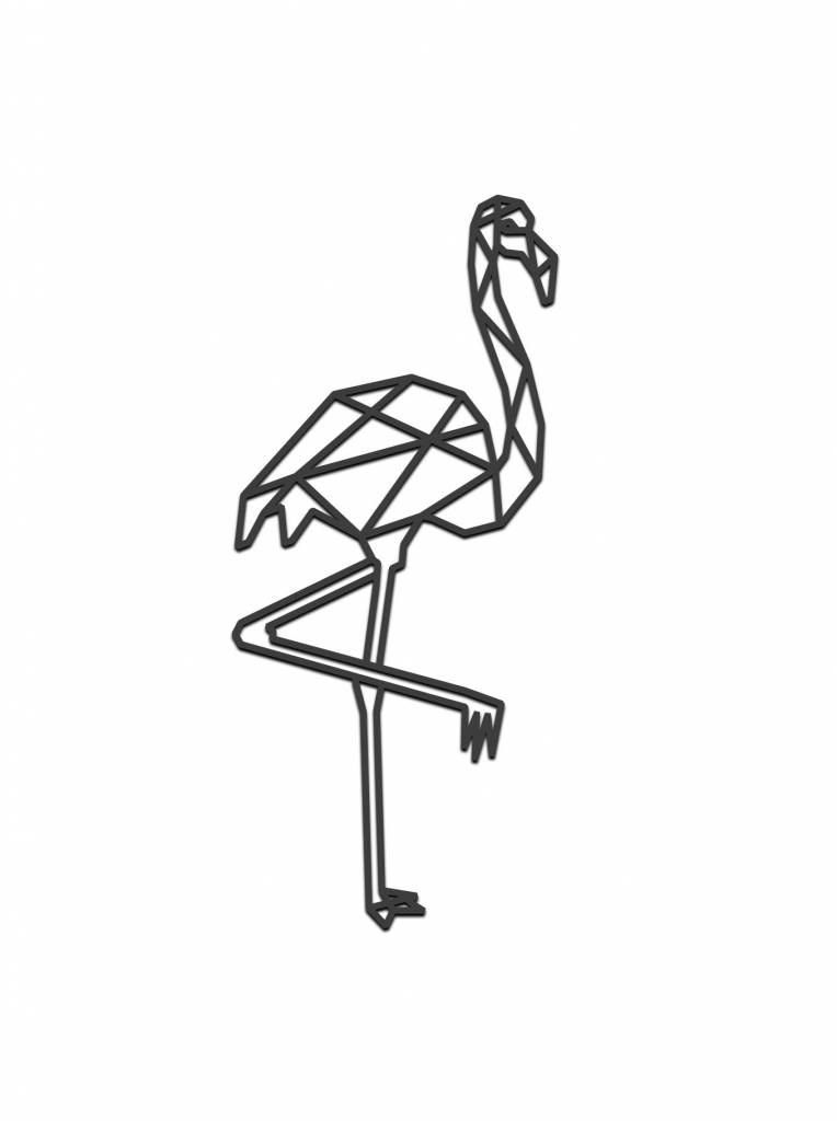 toeter Drank Retoucheren Flamingo | 40cm | zwart mdf | lasergesneden | decoratief - KKEC