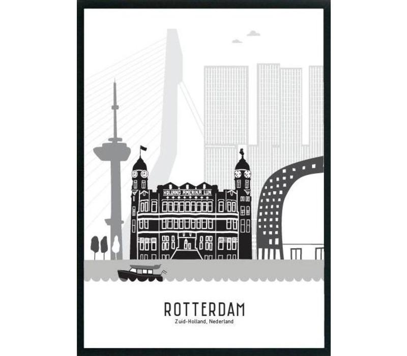 rotterdam poster zwart-wit 50x70 | mevrouw emmer | inlijsten