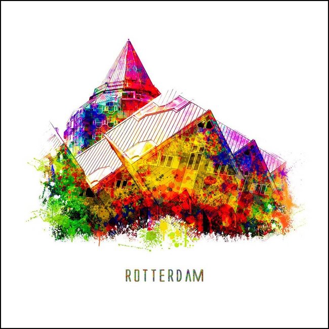 Rotterdam poster | Kubuswoningen | Pop art poster | 30x30