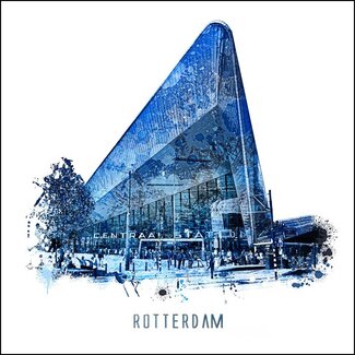 Rotterdam poster | Centraal Station | Delftsblauw poster | 30x30