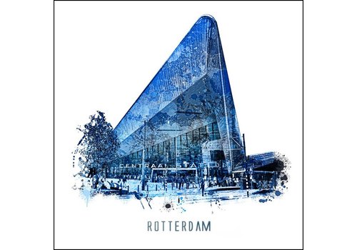 Ben Kleyn Rotterdam poster | Centraal Station | Delftsblauw poster | 30x30