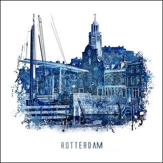 Rotterdam poster | Delfshaven | Delfts blauw poster | 30x30