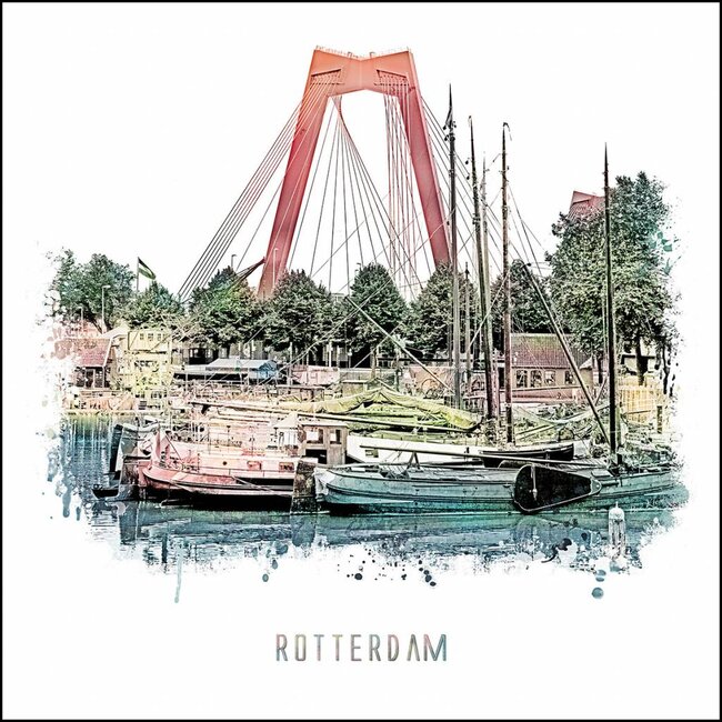 Rotterdam poster | Willemsbrug | vintage poster | 30x30