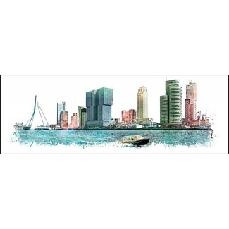 Rotterdam Skyline en Watertaxi | Vintage print
