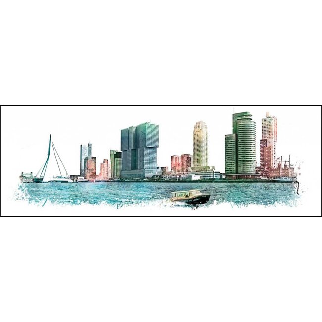 Rotterdam Skyline en Watertaxi | Vintage print