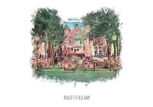 Ben Kleyn Amsterdam poster | Leidseplein | vintage | 30x30
