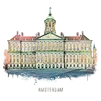 Amsterdam poster | Paleis | vintage | 30x30