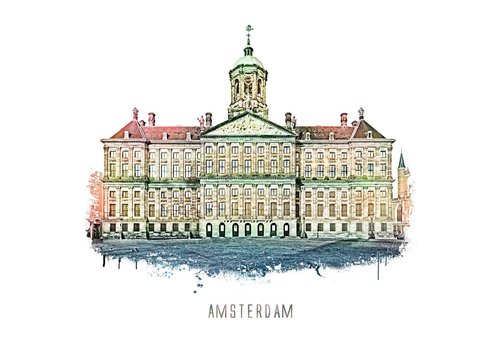 Ben Kleyn Amsterdam poster | Paleis | vintage | 30x30