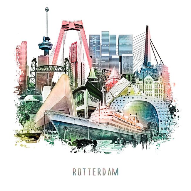 Rotterdam collage | Vintage poster | 30x30 cm