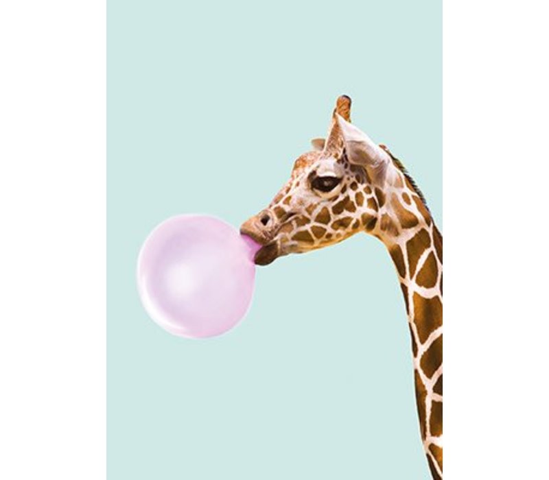 Ansichtkaart Grappige Dieren Bubblegum Giraffe Kkec