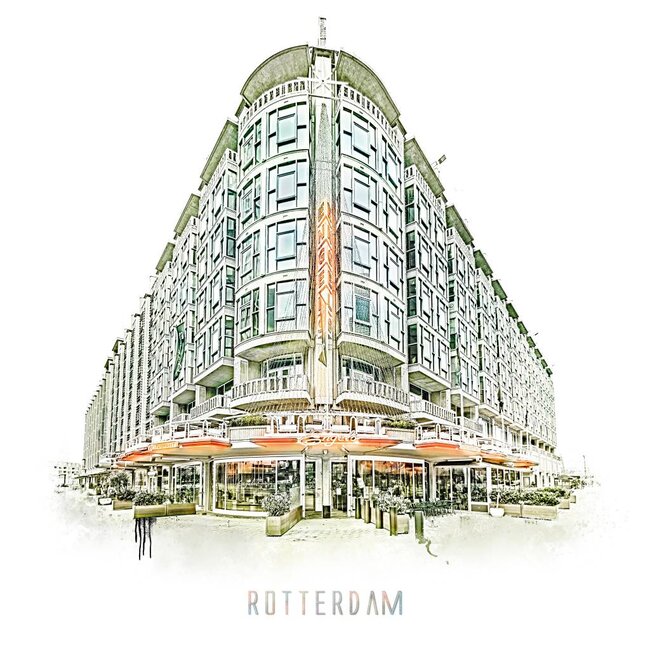 Groothandelsgebouw - Rotterdam | Vintage poster | 30 x 30 cm