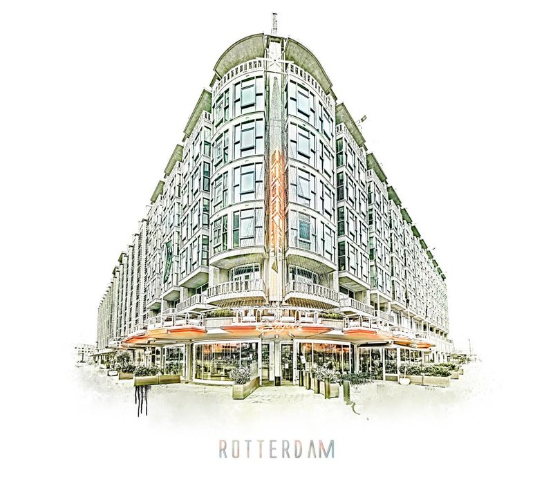 Groothandelsgebouw - Rotterdam | Vintage poster | 30 x 30 cm