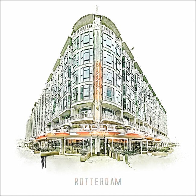 Groothandelsgebouw - Rotterdam | Vintage poster | 30 x 30 cm