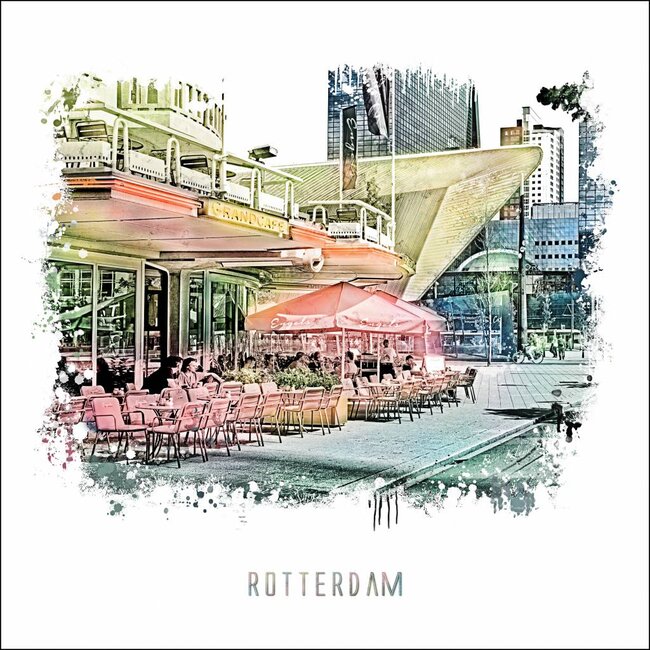 Café Engels - Rotterdam | Vintage poster | 30x30 cm