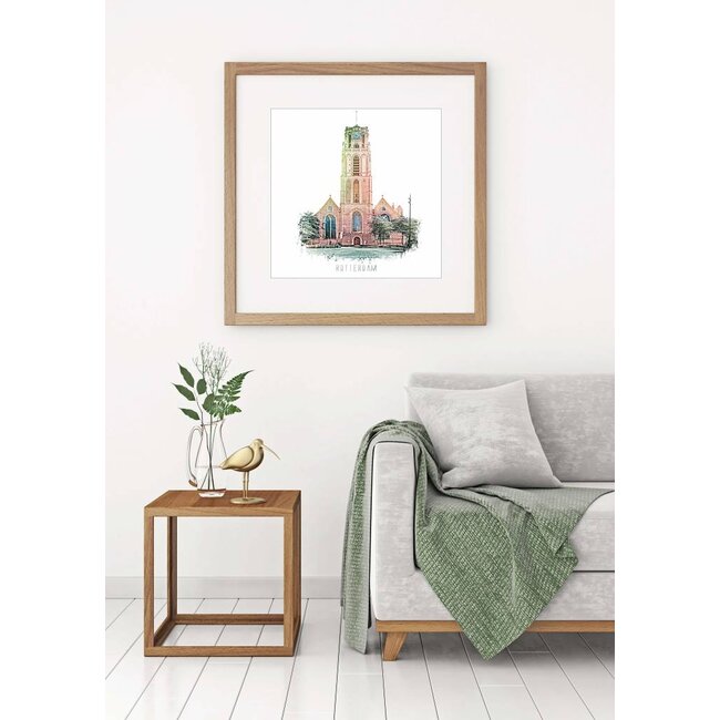 Laurenskerk - Rotterdam | Vintage poster |  30x30 cm