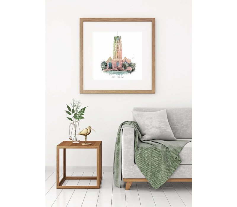 Laurenskerk - Rotterdam | Vintage poster |  30x30 cm