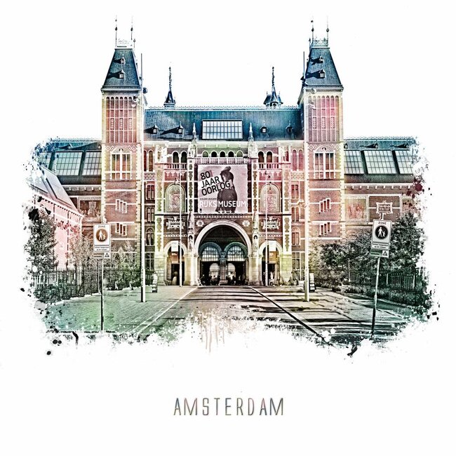 Amsterdam poster | Rijksmuseum | vintage | 30x30
