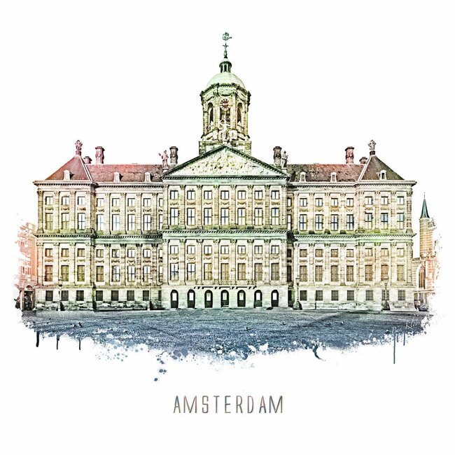 Amsterdam poster | Paleis | vintage | 30x30