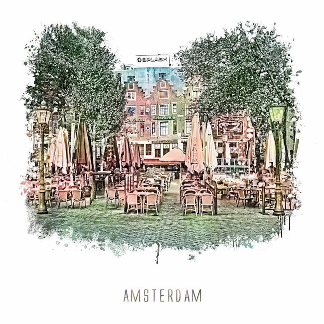 Amsterdam poster | Leidseplein | vintage | 30x30