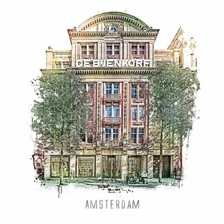 Amsterdam poster | Bijenkorf | vintage | 30x30