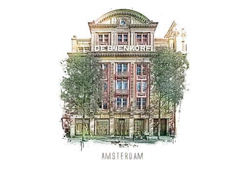 Ben Kleyn Amsterdam poster | Bijenkorf | vintage | 30x30