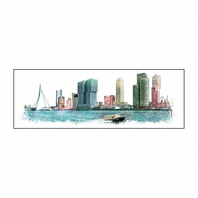 Rotterdam Skyline en Watertaxi | Vintage print