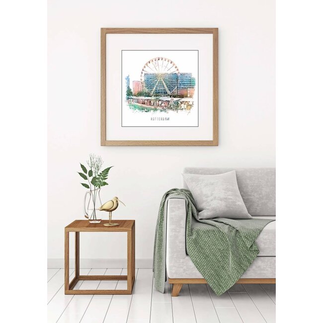 Markthal en Markt | Vintage poster | 30x30 cm