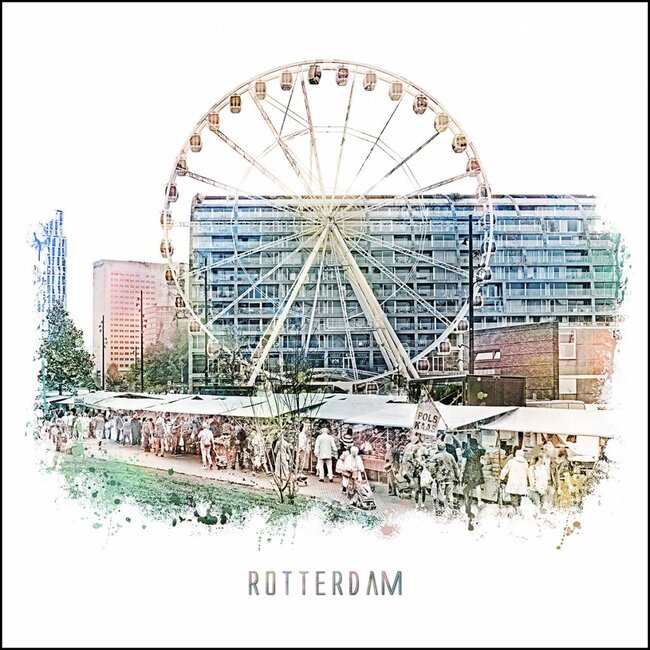 Markthal en Markt | Vintage poster | 30x30 cm