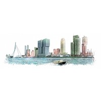 Rotterdam Skyline en Watertaxi | Vintage print