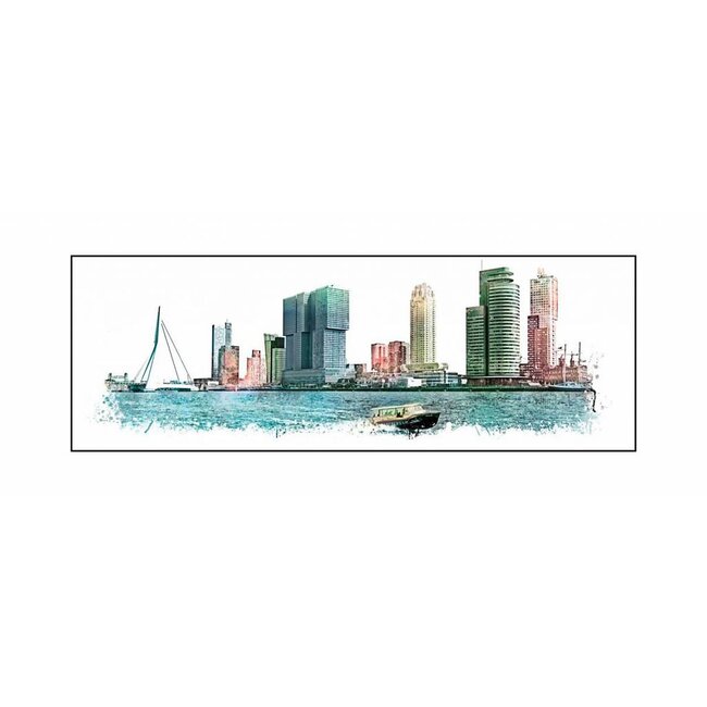 Rotterdam Skyline en Watertaxi | Vintage print