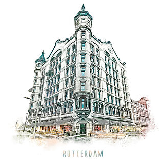 Witte Huis - Rotterdam | Vintage poster | 30x30 cm