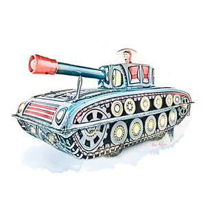 Ben Kleyn Speelgoed Tank | Vintage poster | 30x30 cm