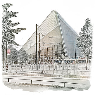 Centraal station 3 - Rotterdam | Vintage poster | 30x30 cm