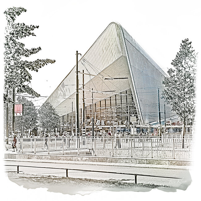 Centraal station 3 - Rotterdam | Vintage poster | 30x30 cm